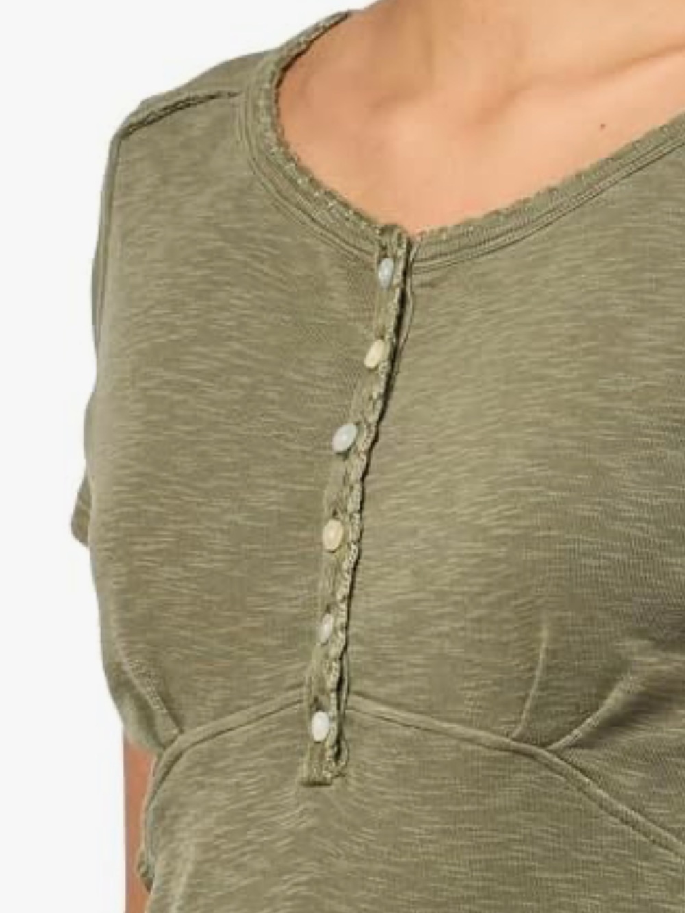 Lucky Brand Dusty Olive Slub Henley Top NWT Size Small - Picture 3 of 15